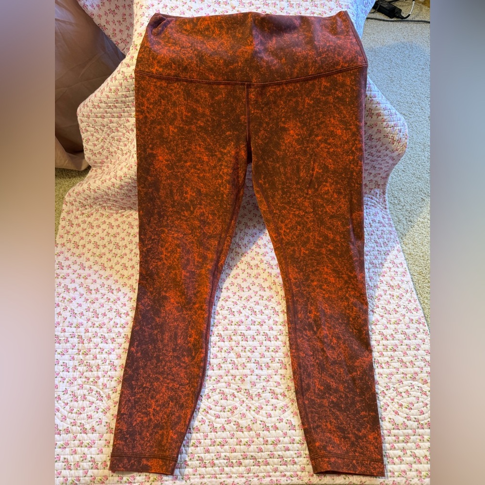 LULU Red Marbled Leggings